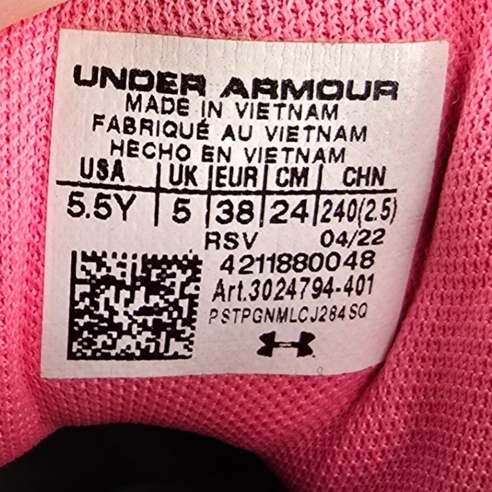 Under‎ Armour Kids Basketball Shoes Gray Pink Youth Size 5.5Y Sneakers - Picture 5 of 14